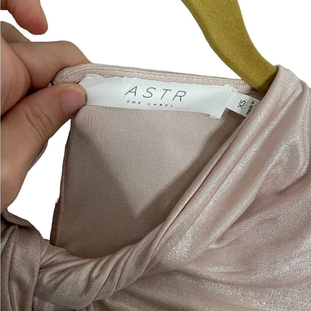 Astr Metallic Pink Long Sleeve Bodysuit - Picture 3 of 8